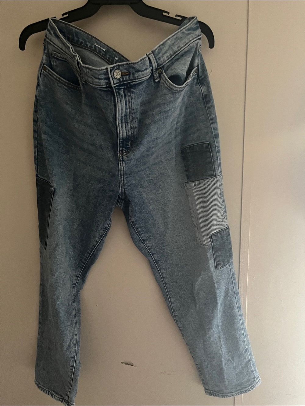 Old Navy Women's Patchwork Boyfriend Jeans - Washed Blue